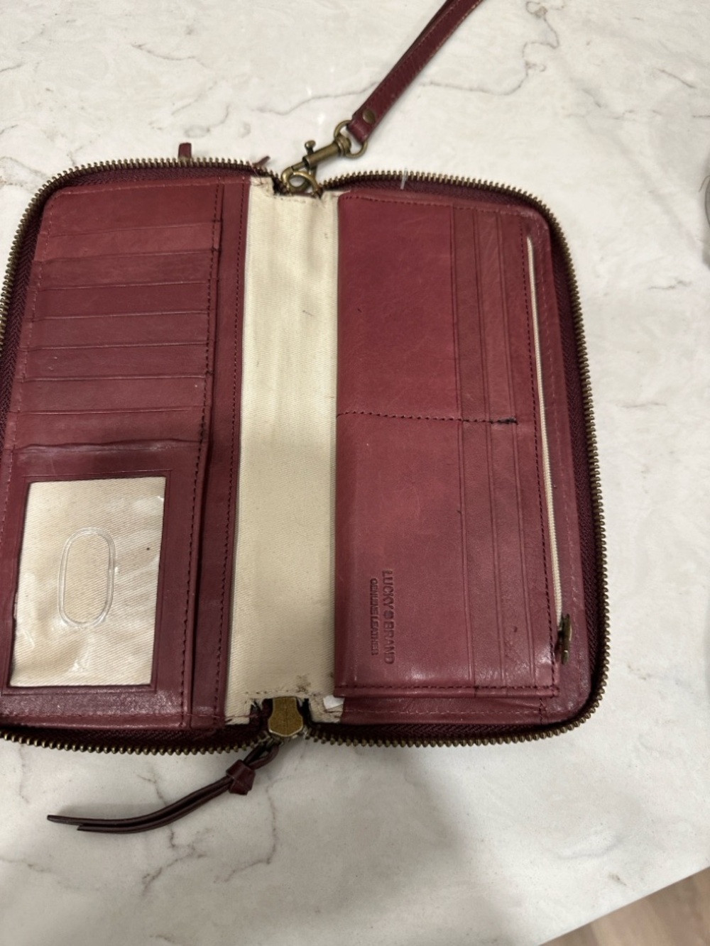 Lucky Brand Women's Leather Wristlet Wallet - Burgundy - Picture 2 of 7